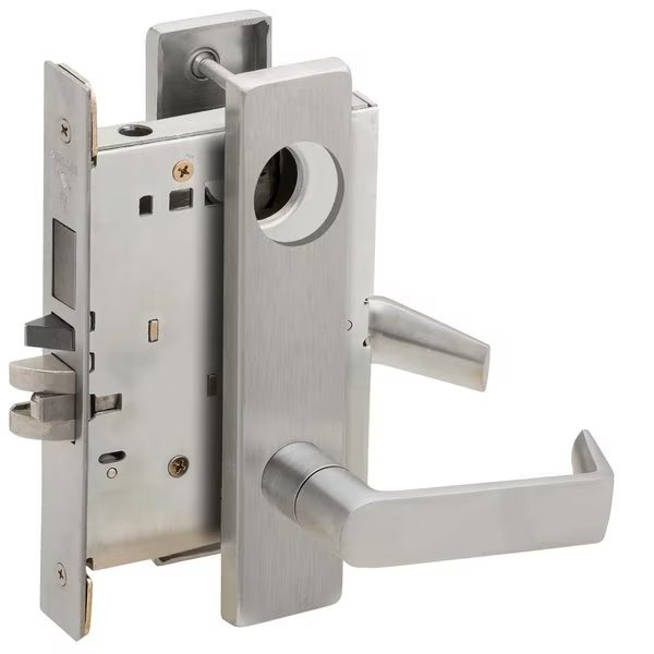 Storeroom Mortise Lock with Deadbolt, 06L Design, Less Cylinder, Satin Chrome, Schlage, Mfr#: L9480L 06L 626